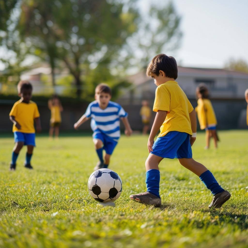 kids playing soccer do not show faces